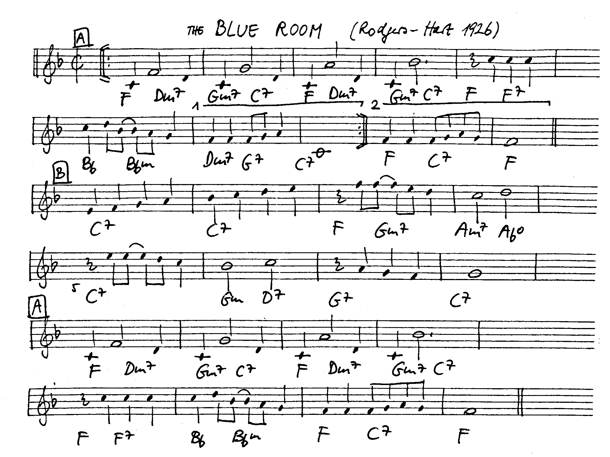 blue room leadsheet – book us for your next 20s or gatsby event